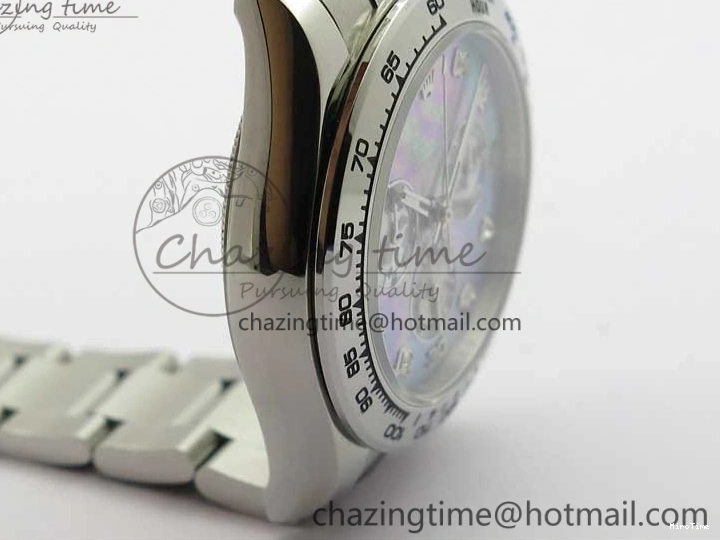 MiroTime 0319 TechFriendly Daytona 116520 SS UBF Best Edition Ice Blue MOP Crystal Markers Dial on SS Bracelet A 2938